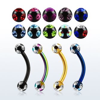 bnetc3 anodized 316l steel eyebrow banana w 3mm jewel ball