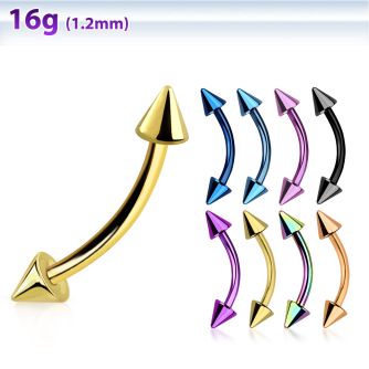 bnetcn premium pvd plated 316l steel eyebrow banana w 3mm cone