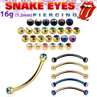 bnetj25l anodized steel snake bite banana w 2.5mm jewel balls