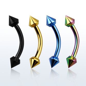 bnetne anodize 316l steel eyebrow banana w special shaped cone
