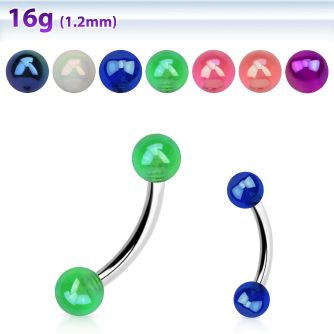 bneuvbab 316l steel eyebrow banana w 3mm ab coated acrylic balls