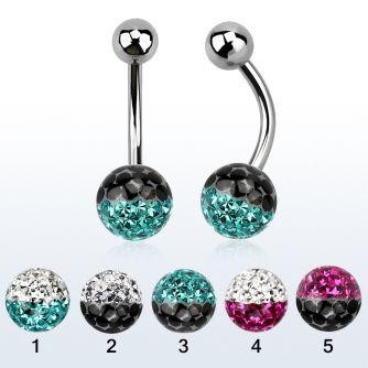bnfr8e piercing ombligo acero quirurgico bola acero 5mm bola multi cristal ferido colores venta