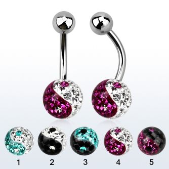 bnfr8y piercing ombligo acero quirurgico bola acero 5mm bola multi cristal ferido 8mm ying yang distribuidor