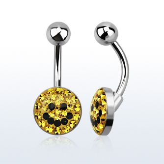bnmtj19 piercing ombligo acero quirurgico disco plano 10mm cristal ferido logo sonriente bola acero liso 5mm distribuidor
