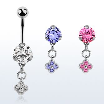 bnrz411 piercing ombligo acero quirurgico zirconia 8mm colgante flor zirconia plata 38 10mm venta