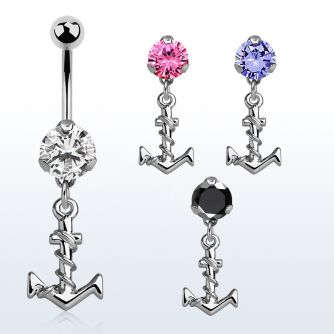 bnrz699 piercing ombligo acero quirurgico zirconia 8mm colgante liso ancla cuerda 38 10mm distribuidor