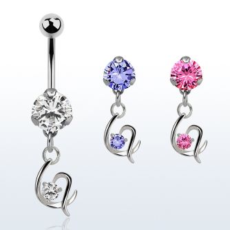 bnrz731 piercing ombligo acero quirurgico zirconia 8mm colgante corazon fantasia zirconia plata 38 10mm al por mayor