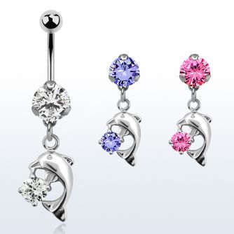bnrz7 piercing ombligo acero quirurgico zirconia 8mm colgante delfin zirconia redonda 38 10mm distribuidor mayorista