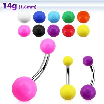 bnsa 316l steel belly bananas w 5 8mm acrylic color ball