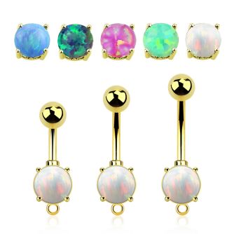 bntrdoh gold plated 316l steel belly banana opal