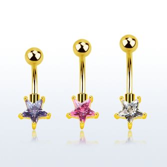bntstz piercing ombligo acero 316l anodizado zirconia 7mm estrella oro venta
