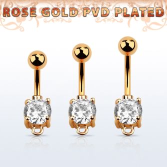 bnttczh banana ombligo acero quirurgico oro rosa zirconia redonda 7mm aro colgantes el engaste esta hecho laton oro rosa al por mayor