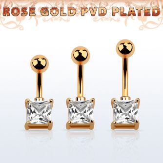 bnttsqz banana ombligo acero quirurgico pvd oro rosa set puntiagudo cuadrada cz 7mm el engaste esta hecho laton oro rosa mayorista