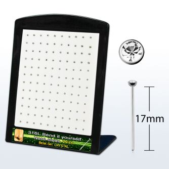 bnycb25c display 120 piercing nariz doblar tu mismo acero quirurgico redonda 2 5mm cristal bisel mayorista