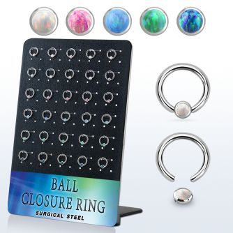 board 30 steel ball closure ring 6mm w 3mm disk with opal