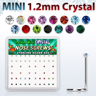 box silver nose scews w 1.2mm color crystals