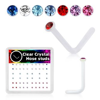 box w 52 acrylic nose studs w 1.5mm color crystals