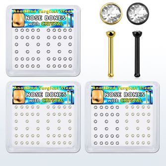 box w 52 anodized steel nose bones 1mm w 2mm crystal top