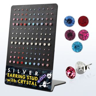 br068 piercings oreja plata esterlina 925 cristal 1 5mm 4mm tablero 60 pares al por mayor