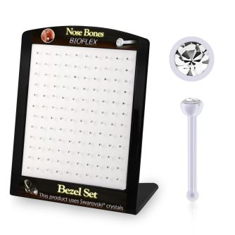brac17 display w 120 bio  flex nose bones w 2mm clear crystal