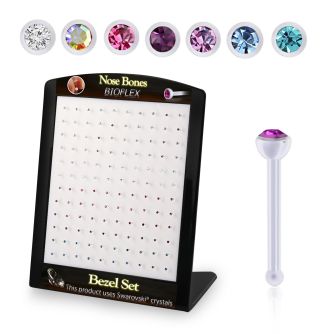 brac18 display w 120 bio  flex nose bones w 2mm crystals