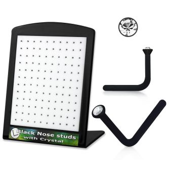 brac1 black acrylic nose stud with round 1 5mm crystal top