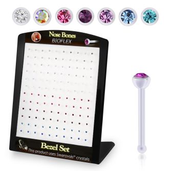 brac20 display w 120 bio  flex nose bones w 2.5mm crystals