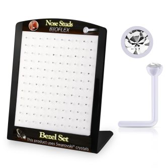 brac21 display w 120 bio  flex nose studs w 2mm clear crystal