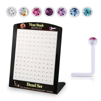 brac22 display w 120 bio  flex nose studs w 2mm crystals