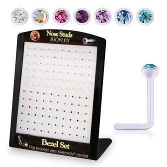 brac24 display w 120 bio  flex nose studs w 2.5mm crystals