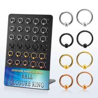 brcrt4 board w anodized steel ball closure rings 16g w 4mm ball