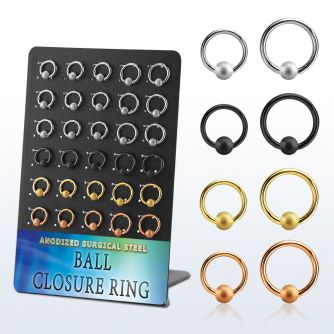 brcrt5b display unidades aro bola presion acero chapados pvd negro oro oro rosa bola