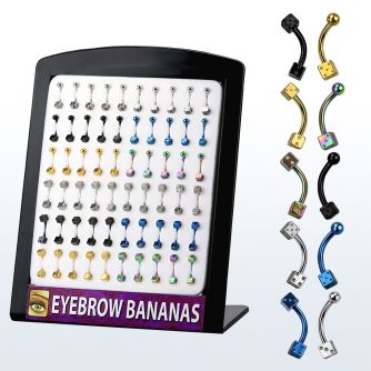 bredi anodized 316l steel eyebrow banana with 3mm dice
