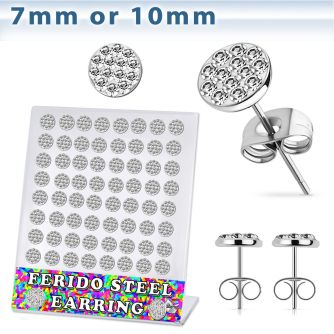 brerfr2 316l steel earring with clear ferido glued crystal