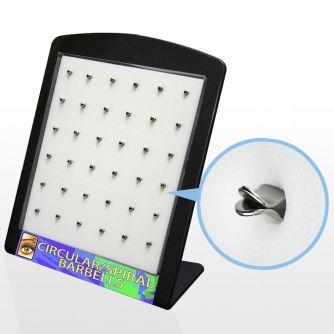 brey4 display acrilico piercings display vacio espuma blanca 36 clips barbells circulares espirales distribuidor