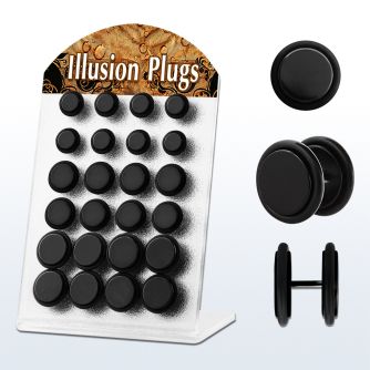 bripkr display expositor 24 plugs falsos acero quirurgico anodizado negro anillos goma venta