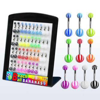 brmix21 display 40 piercings ombligo acero quirurgico bolas acrilicas pelota playa 5 8mm 10mm distribuidor