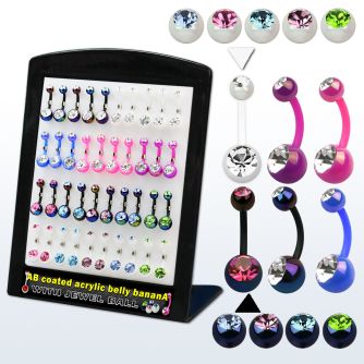 brmix30 display 40 piercings ombligo acrilicos bolas joya recubrimiento ab acrilico 8mm mayorista