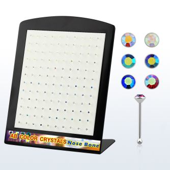 brnab display 120 piercing nariz hueso plata esterlina 925 0 6mm cristal redondo 1 5mm colores recubrimiento ab distribuidor