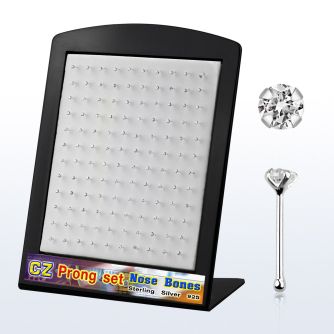 brnbczc display 120 piercing nariz hueso plata esterlina 925 0 6mm zirconia redonda 2mm distribuidor mayorista