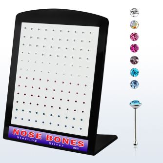 brnbm6 display 120 piercing nariz hueso plata 925 0 6mm cristal redondo 1 5mm al por mayor