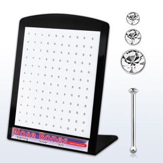 brnbmc7 display 120 piercing nariz hueso plata 925 0 6mm cristal claro redondo 1.25 1 5mm 2mm distribuidor mayorista