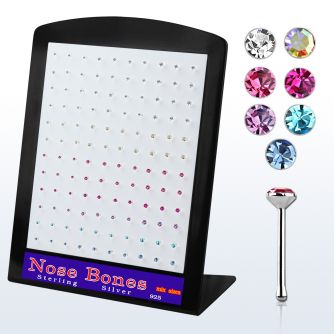 brnbmm display 120 piercing nariz hueso plata esterlina 925 0 6mm cristal redondo 1.4mm 1 5mm 2mm distribuidor