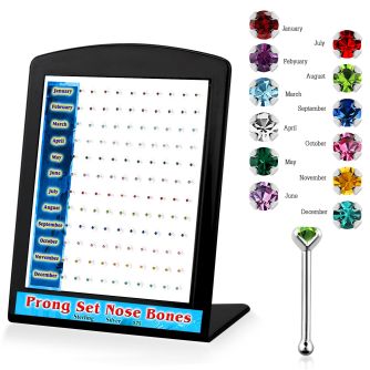 brnbpbt display 120 piercing nariz hueso plata esterlina 925 0 6mm cristal redondo 1 5mm colores nacimiento al por mayor