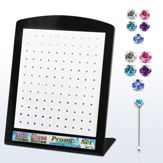 brnbpmm display 120 piercing nariz hueso plata esterlina 925 0 6mm cristal redondos al por mayor