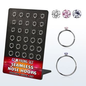 brnhm29 display 60 aro continuo nariz plata 925 0 6mm zirconia redonda 1 5mm   516 & 38 8mm & 10mm venta