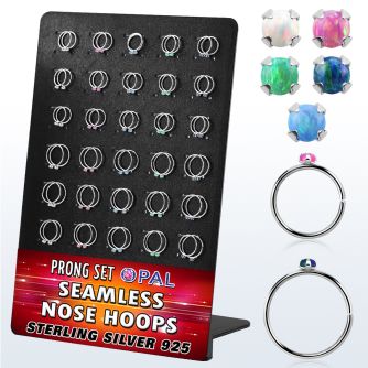 brnhm30 display 60 aro continuo nariz plata 925 0 6mm opalos sinteticos redondos 2mm 516 & 38 8mm & 10mm distribuidor