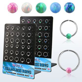 brnhm42 board w 30 925 silver seamless ring 20g w 3mm opal