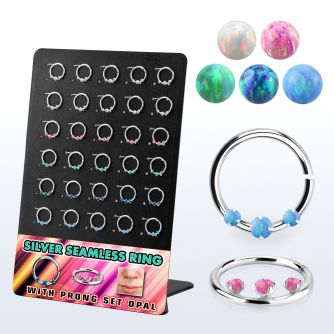 brnhm52 display 30 aro continuo plata 925 piercing septum 1mm opalo redondo 2mm centro entre opalos sinteticos 1 5mm 10mm distribuidor