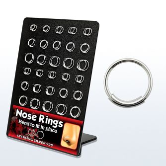 brnhm5 display 60 aros nariz continuos plata 925 0 6mm 8mm 12mm venta